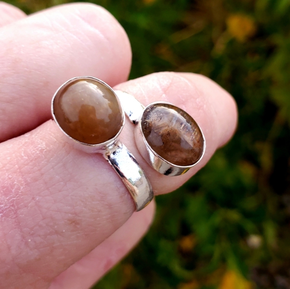 New Golden Rutile Adjustable 925 Silver Ring.